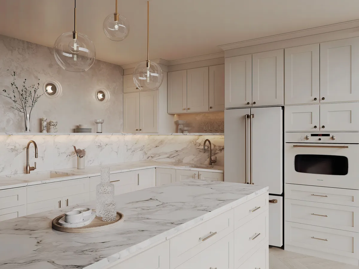A kitchen in Forevermark Champagne cabinets