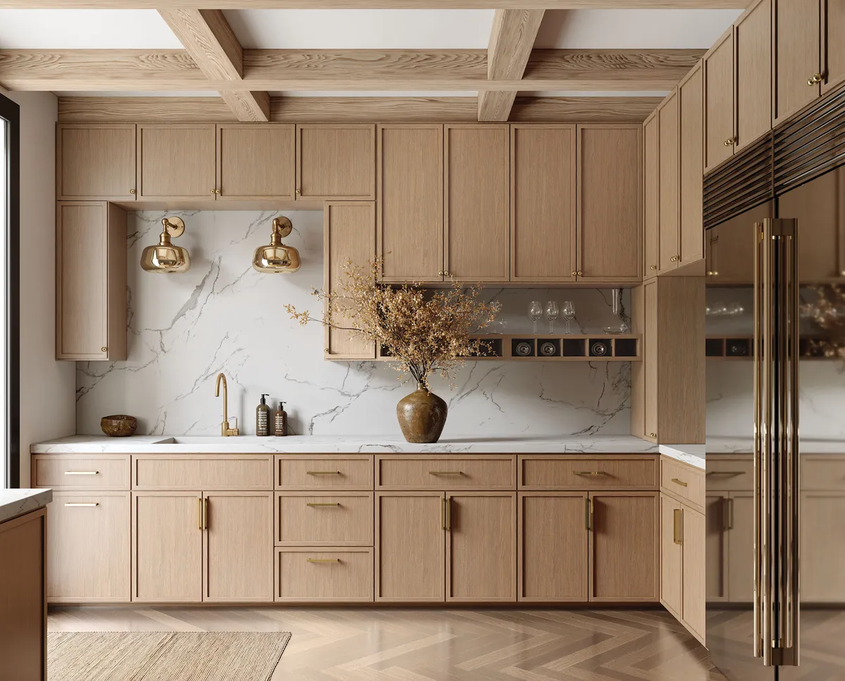 A kitchen in Forevermark Petit Oak cabinets