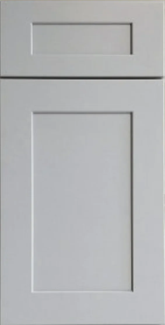 Shaker Grey cabinet door, photographed straight on