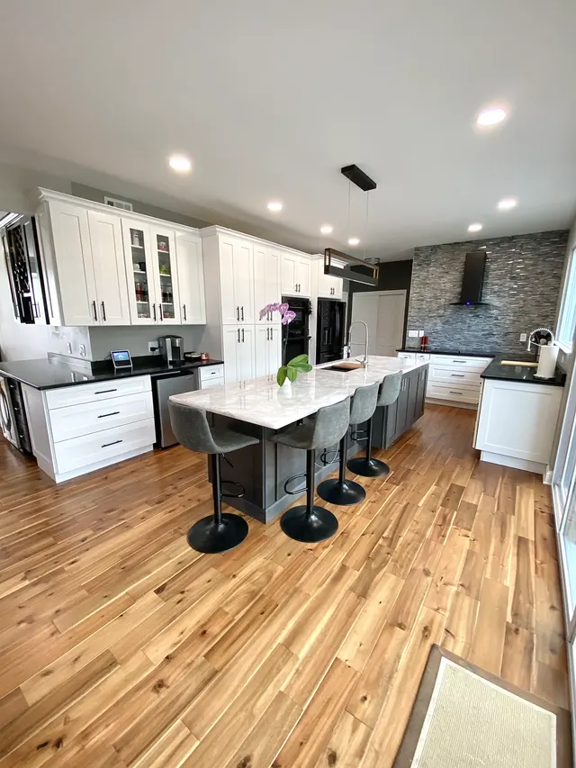 Ice White with Grey Stone Shaker — a kitchen supplied by Wow Cabinets